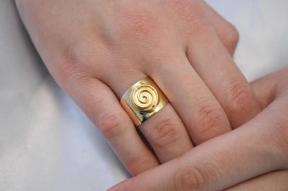 14K Solid Gold Spiral Ring,Gold Swirl Ring,Spiral Gold Ring,Ancient Greek Collection,Gold Band,Wedding Stacking Ring,Minimal Summer Ring