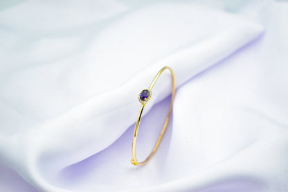 14K Gold Bangle Bracelet,Amethyst,Gold Zircon Bracelet,Dainty Bangle Bracelet in Gold,Perfect Gift for Mom and Her,Minimalist Cuff Bracelet