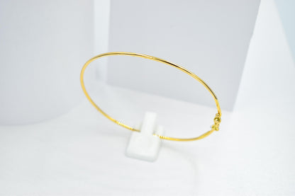 14K Solid Yellow Gold Bangle Bracelet, Minimal Gold Bracelet, Thin Everyday Gold Jewellery, Greek Handmade Gold Bangle, Dainty Gift for Her