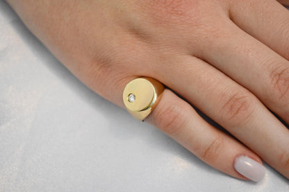 14K Solid Gold Ring,Engravable Flat Ring,Engagement Ring,Wedding Gold Ring,Statement Ring,Stackable Gold Ring,Gift for Her,14K Weeding Band