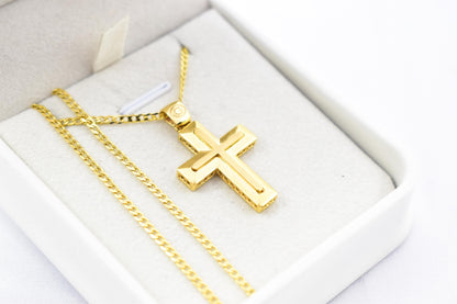 Ανδρικοί Σταυροί 14K Gold Cross Pendant for Men & Women – Solid Yellow Gold Religious Necklace, Minimalist Christian Gift