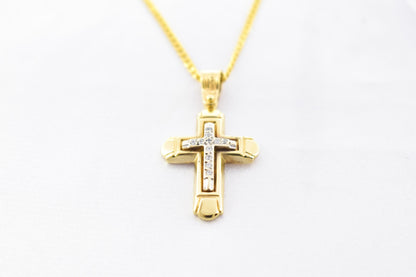 γυναικα Elegant 14K Gold Cross Necklace with Sparkling Cubic Zirconia – Solid Gold Religious Pendant for Men & Women, Baptism or Christening Gift