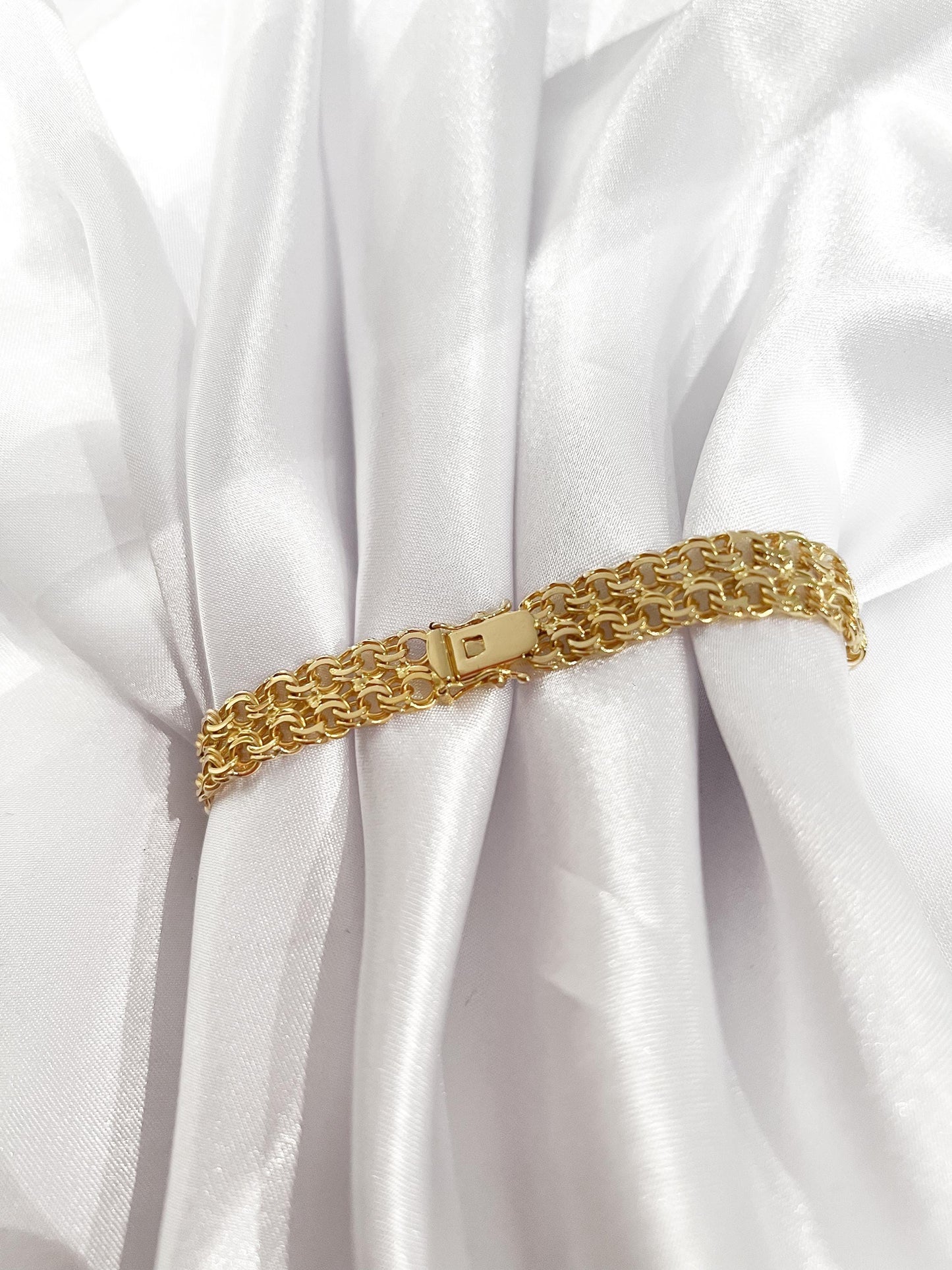 18K Gold Curb Chain Bracelet,Stackable Gold Bracelet,Franco Chain,Chain Bracelet,Retro Chain Bracelet, Vintage Chain for Anniversary Gift