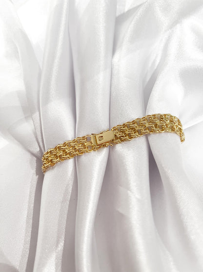 18K Gold Curb Chain Bracelet,Stackable Gold Bracelet,Franco Chain,Chain Bracelet,Retro Chain Bracelet, Vintage Chain for Anniversary Gift