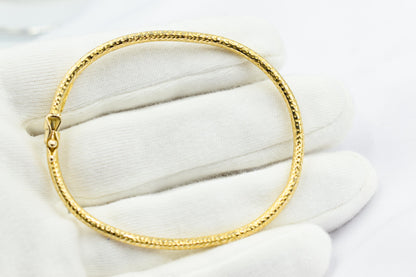 14K Hammered Gold Classic Bangle Slip on Bracelet,Stacking Gold Bangle Bracelet,Matte Minimalist Bangle Bracelet,Plain Bangle,Bangle for Her