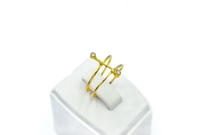 14K Solid Gold Handmade Ring,Thin Band Ring,Zircon Ring,Elegant Jewelry,Unique Fashion Ring,Modern Gold Ring,Everyday Ring for Her