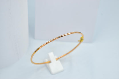 14K Rose Gold Bangle, Solid Gold Thin Bracelet, Elegant Rose Gold Jewellery for Women, Dainty Gold Bangle, Minimalist Real Gold Bracelet