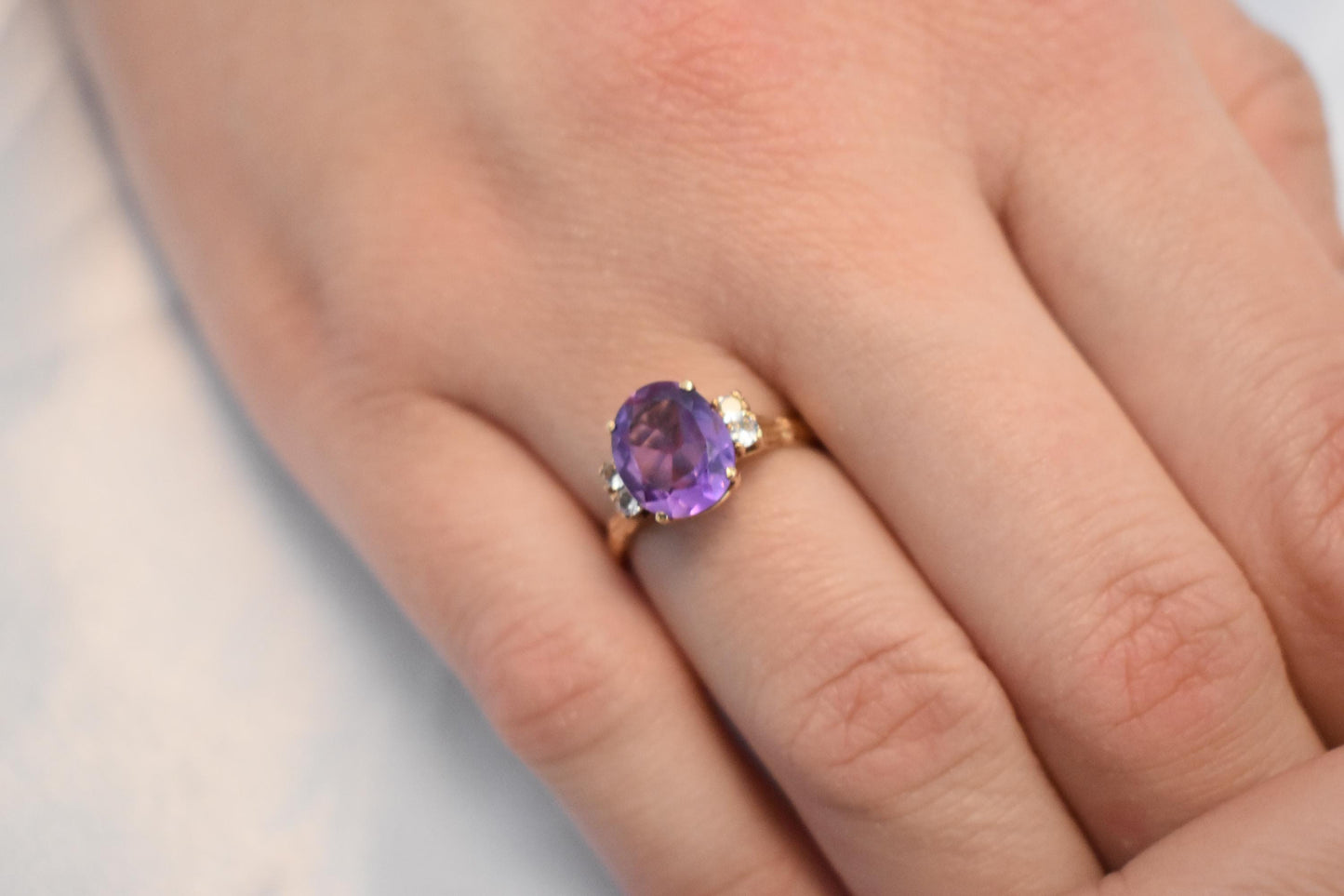 14K Solid Gold Amethyst Ring,Amethyst Stackable Ring,Wedding Stacking Ring,14K Amethyst Ring,Natural Amethyst,Ring for Women,Gift for Her