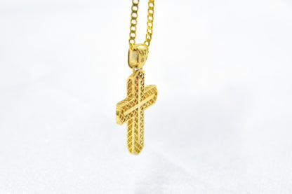 Ανδρικοί Σταυροί Gold Cross Pendant,9K Yellow Gold with 14K Gold Chain,Double-Sided Design,Elegant Christian Necklace,Christian Jewellery for Men or Women