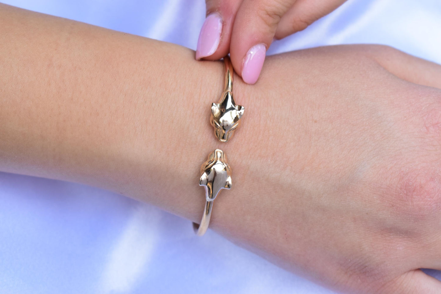 14K Gold Panther Bracelet with Diamonds, Solid Gold Cuff, Diamond Eye Bangle, Luxury Unisex Jewellery, Bold Gold Statement Gift,Gift for Her