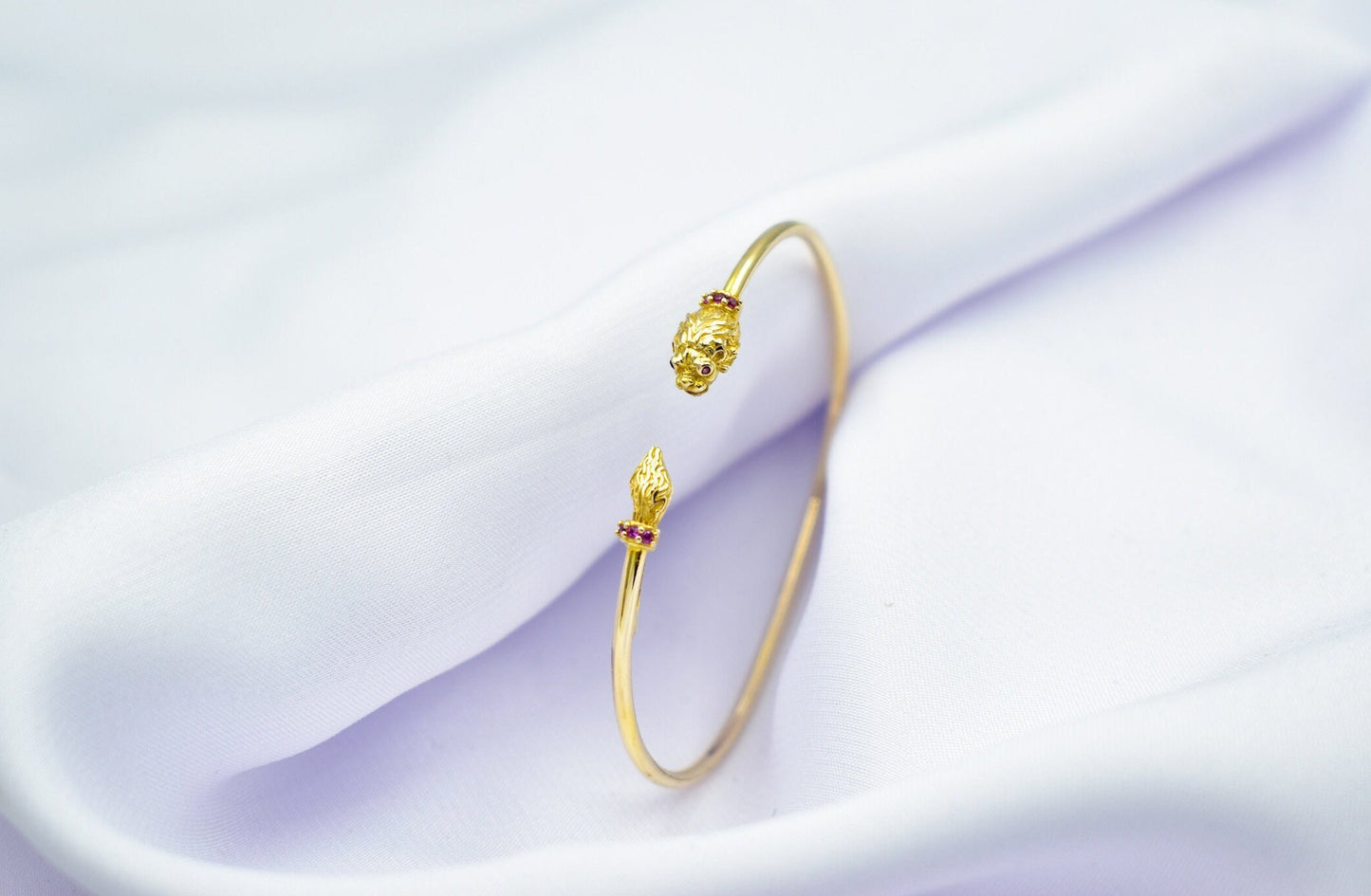 14K Gold Head Lion Bracelet,Gold Symbol of Strength,Lion Head Gold Bracelet,Elegant Ancient Greek Inspired Bracelet,Animal Gold Collection