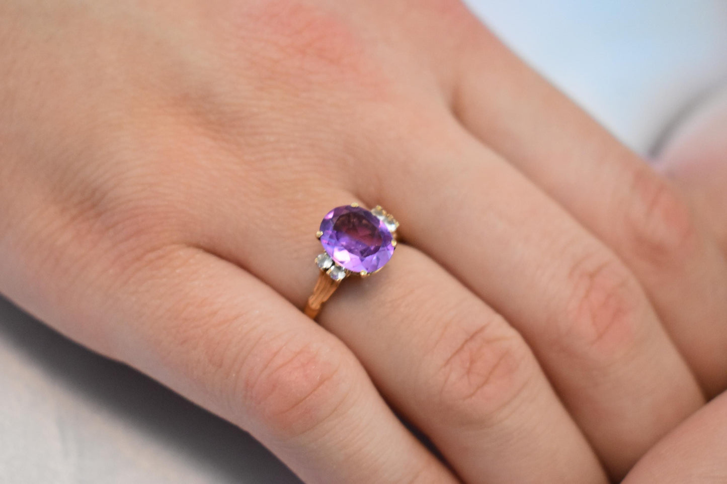 14K Solid Gold Amethyst Ring,Amethyst Stackable Ring,Wedding Stacking Ring,14K Amethyst Ring,Natural Amethyst,Ring for Women,Gift for Her
