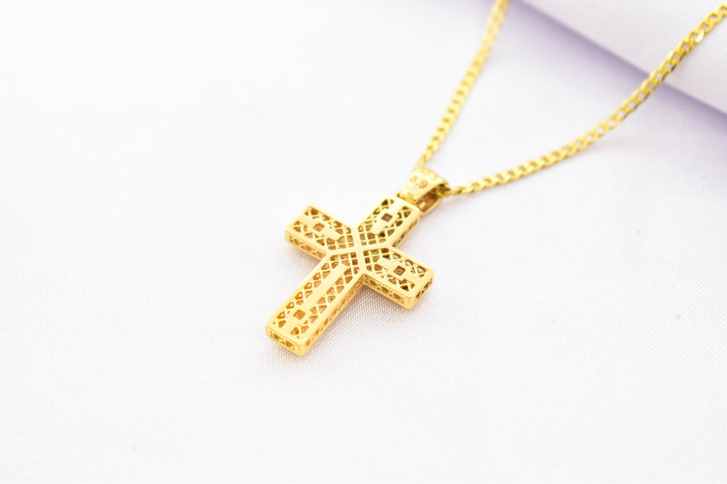Ανδρικοί Σταυροί 14K Gold Cross Pendant for Men & Women – Solid Yellow Gold Religious Necklace, Minimalist Christian Gift
