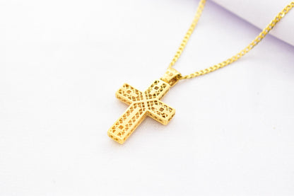 Ανδρικοί Σταυροί 14K Gold Cross Pendant for Men & Women – Solid Yellow Gold Religious Necklace, Minimalist Christian Gift