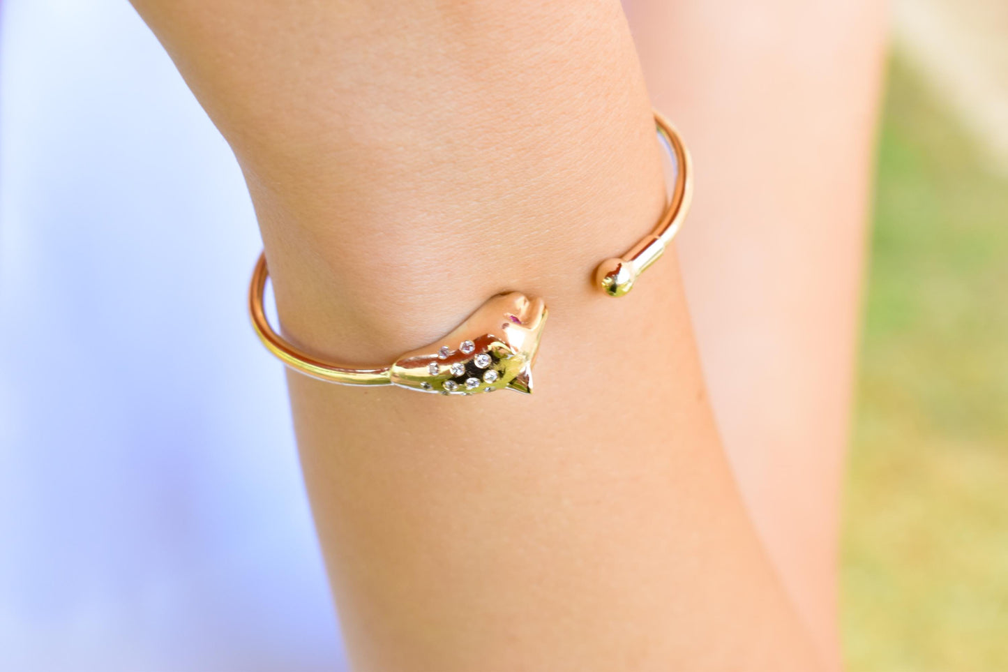 14K Panther Head Bangle Bracelet,14K Gold Bangle Panther Head Bracelet,Ancient Greece,Gold Animal Bangle,Animal Jewellery,Animal Lucky Jewel