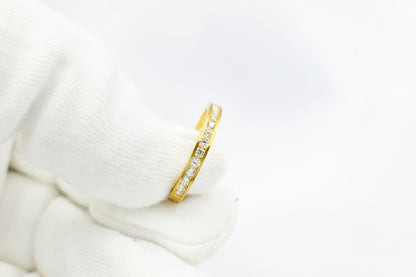 14K Solid Gold Eternity Band Ring–Elegant Stackable Jewelry,Timeless Gold Band for Weddings,Wedding Band Stacking Ring for Him Her