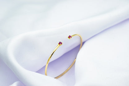14K Gold Bangle with Natural Ruby,Birthstone Bracelet,Natural Ruby Jewellery,Adjustable Bracelet,Wedding & Engagement Bracelet,Gift for Her