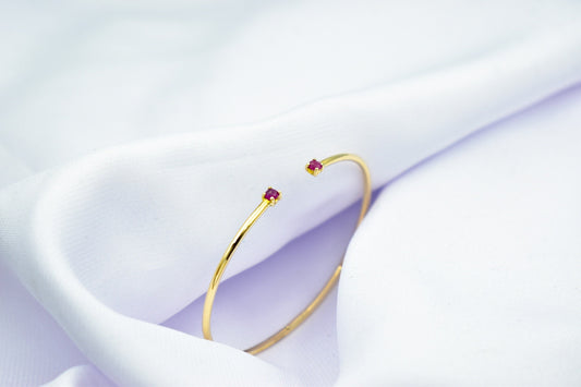 14K Gold Bangle with Natural Ruby,Birthstone Bracelet,Natural Ruby Jewellery,Adjustable Bracelet,Wedding & Engagement Bracelet,Gift for Her