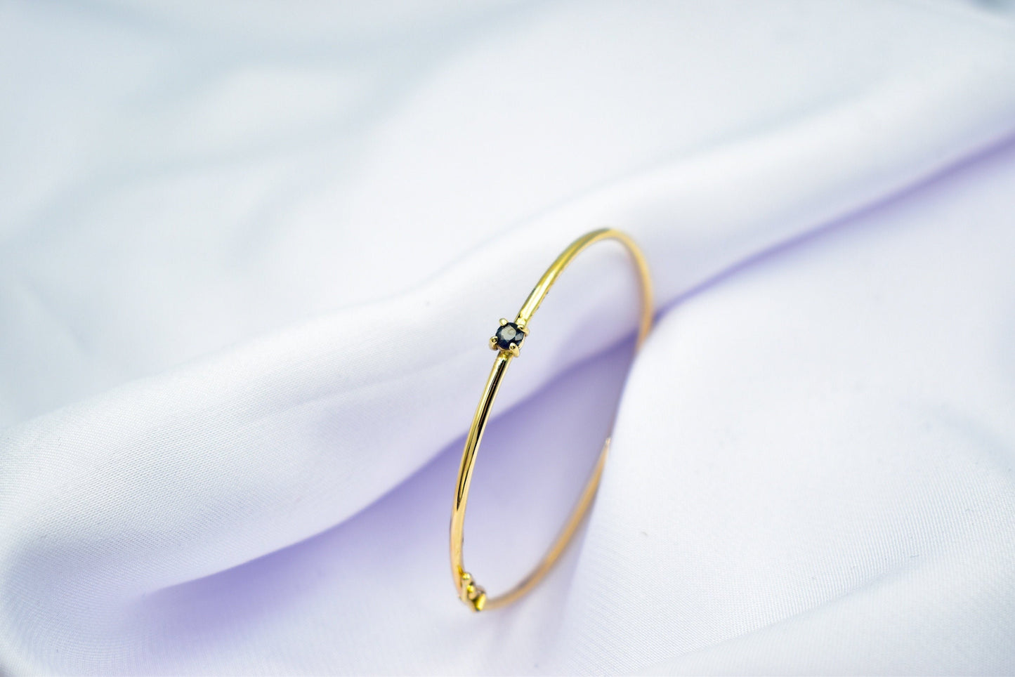 14K Gold Bangle Sapphire,Solid Gold Bangle,Luxury Sapphire Bangle,Sapphire Bangle,Bangle Sapphire Bracelet,Gift for Her