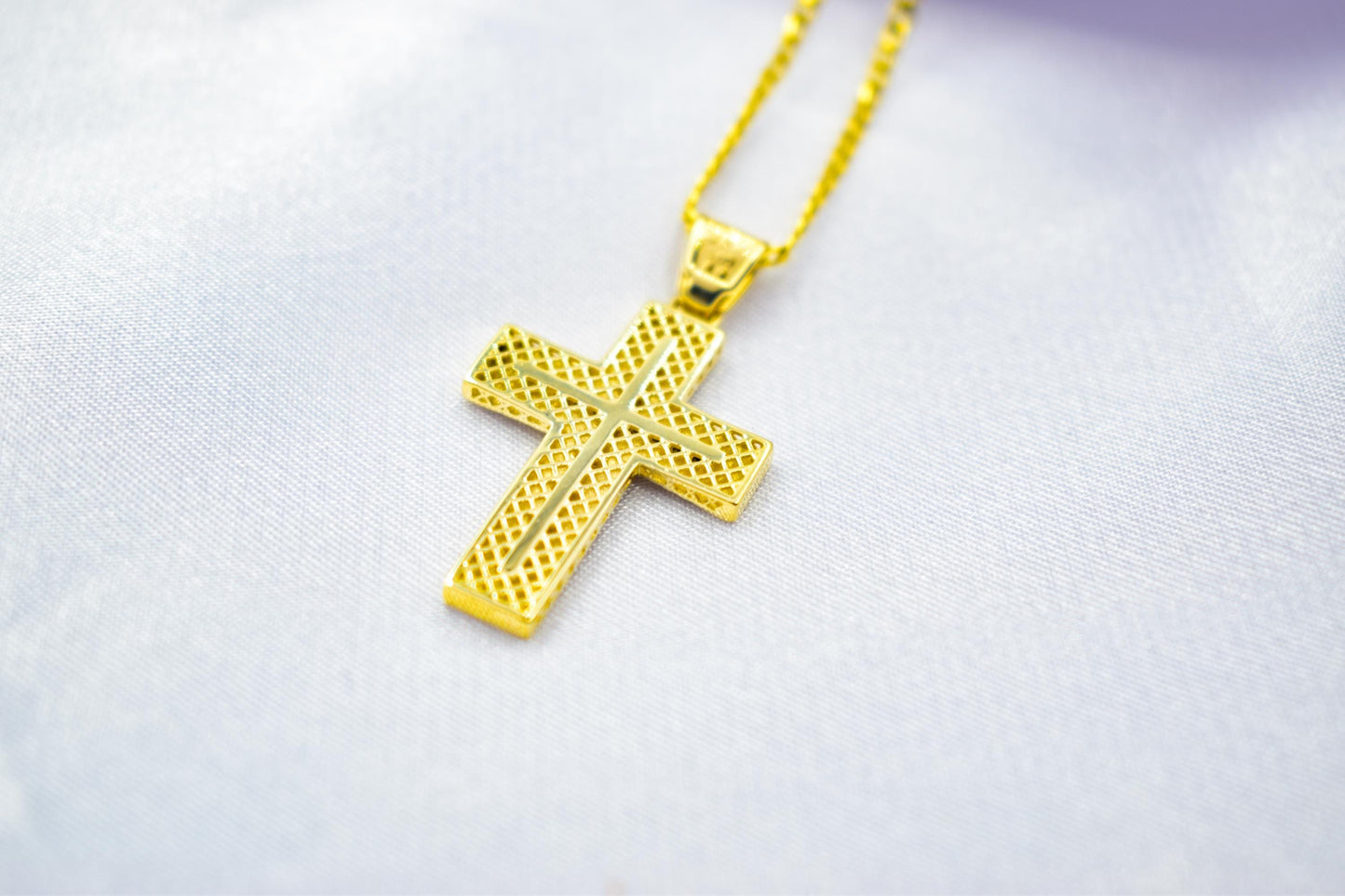 γυναικα 14K Gold Textured Cross Pendant with White Zircon Stones | Reversible Design | Elegant Christian Jewellery for Men  Women,Orthodox Cross
