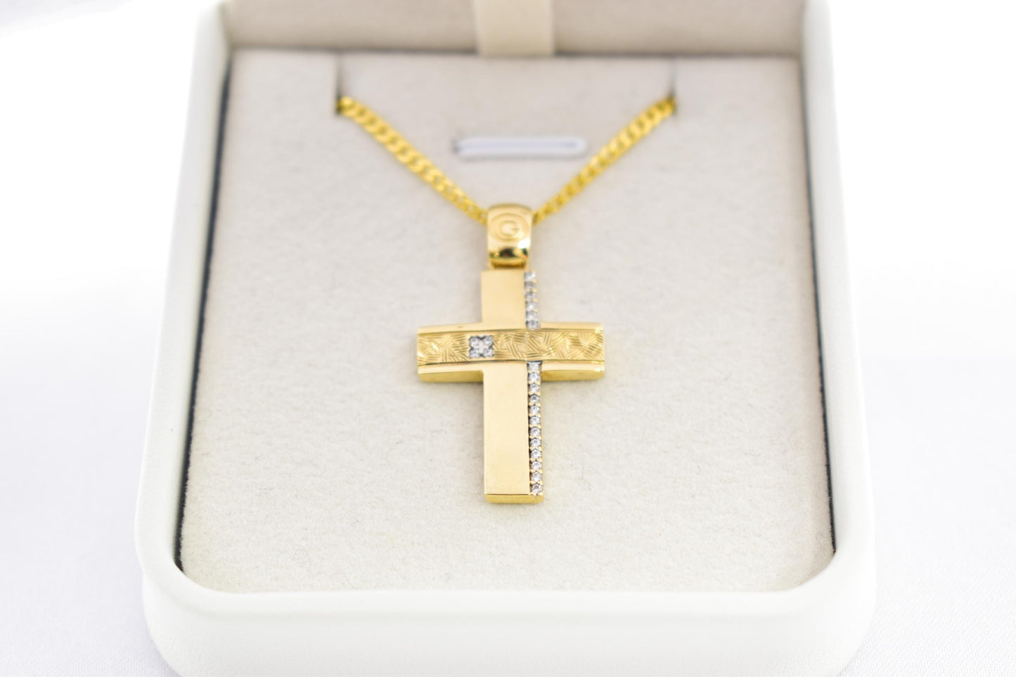 γυναικα 14K Gold Orthodox Cross Pendant with Enamel Back – Double-Sided Religious Jewelry for Men & Women