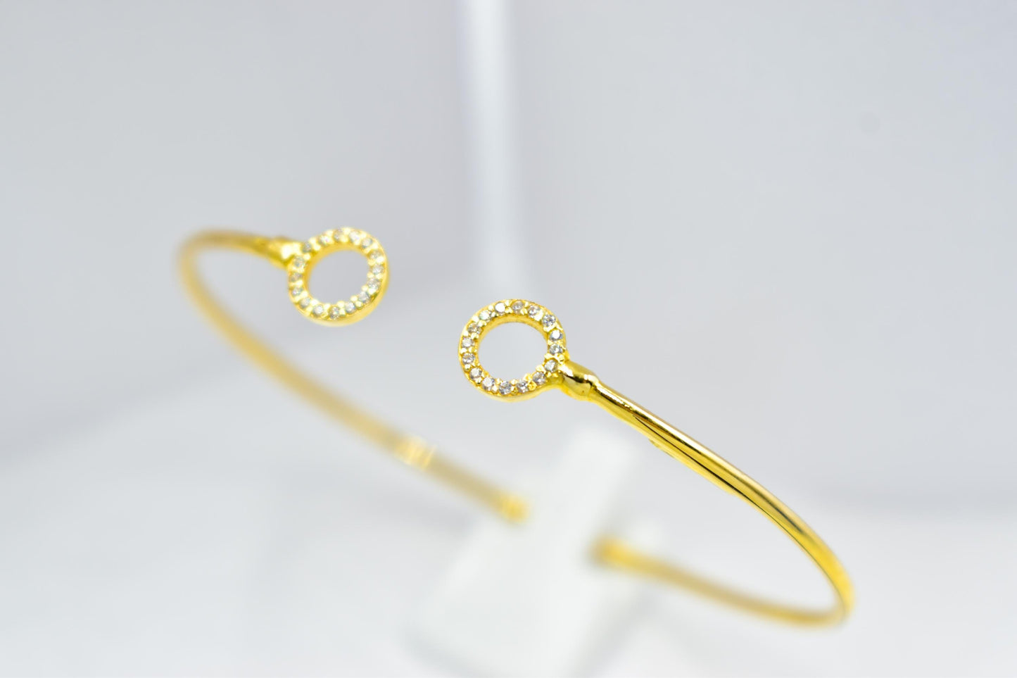 14K Gold Circle Bangle Bracelet,Open Circle Gold Bracelet,Dainty Diamond Bangle, Zircon Bangle Gift for Her,Adjustable Bracelet,Gift for Her