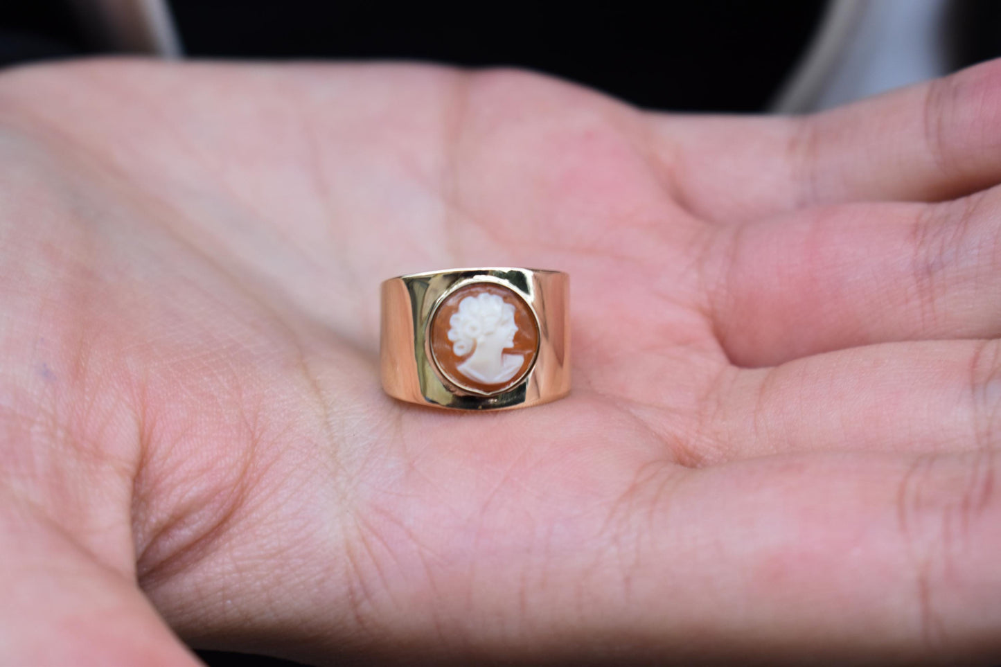 14K Gold Natural Cameo Handmade Ring,Handcrafted Cameo Ring,Vintage Exclusive Jewellery,Victoria Cameo Ring,Gift for Mom & Her