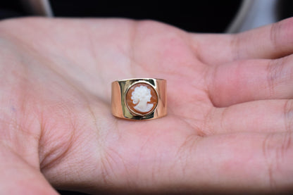 14K Gold Natural Cameo Handmade Ring,Handcrafted Cameo Ring,Vintage Exclusive Jewellery,Victoria Cameo Ring,Gift for Mom & Her