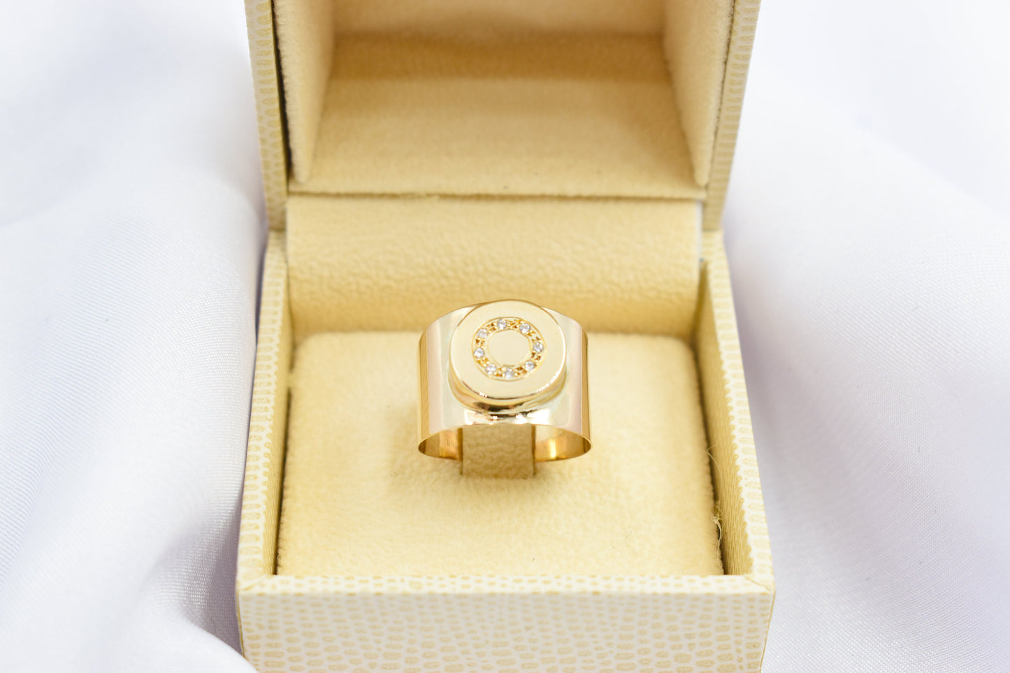 14K Solid Gold Ring,Unique Round Ring,Engagement & Wedding Gold Ring,Statement Ring,Stackable Gold Ring,Gift for Mom and Her