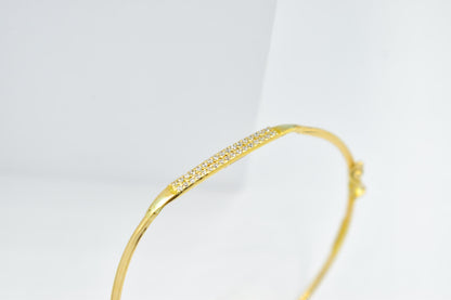 14K Gold Cuff Bracelet with CZ or Diamonds, Dainty Pave Bangle, Minimalist Gold Bracelet, Adjustable Gift for Her, Stacking Jewelry