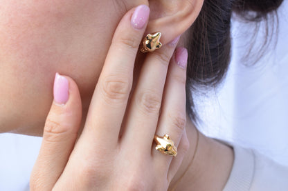 Σκουλαρίκια Πάνθηρας με Διαμάντια Κ18