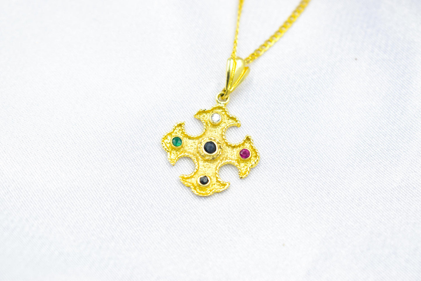 Βυζαντινός Χρυσός Σταυρός με Ζιργκόν 14Κ