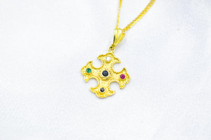 Βυζαντινός Χρυσός Σταυρός με Ζιργκόν 14Κ