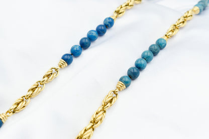 Χρυσό Κολιέ με Τυρκουάζ Πέτρες 14Κ