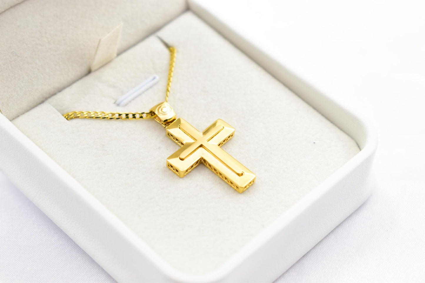 Ανδρικοί Σταυροί 14K Gold Cross Pendant for Men & Women – Solid Yellow Gold Religious Necklace, Minimalist Christian Gift