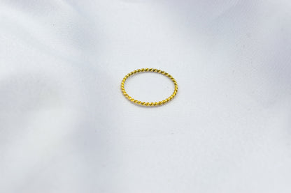 14K Solid Gold Thin Twist Stackable Ring,Stacking Rings,Solid Gold Ring, Gold Rings,Thin Elegant Solid Gold Ring,Gift for Him & Her
