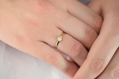 14K Solid Gold Thin Minimalist Ring–White Zircon, Stackable Jewellery Gold Ring,Wedding & Engagement Stacking Ring,Minimalist Ring for Her