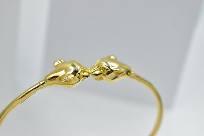 14K Gold Panther Bracelet, Solid Gold Bangle, Panther Head Cuff, Unisex Gold Bracelet, Statement Jewelry, Luxury Gift for Him or Her