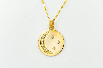 Κολιέ Φεγγάρι και Αστέρια με Ζιργκόν 14Κ