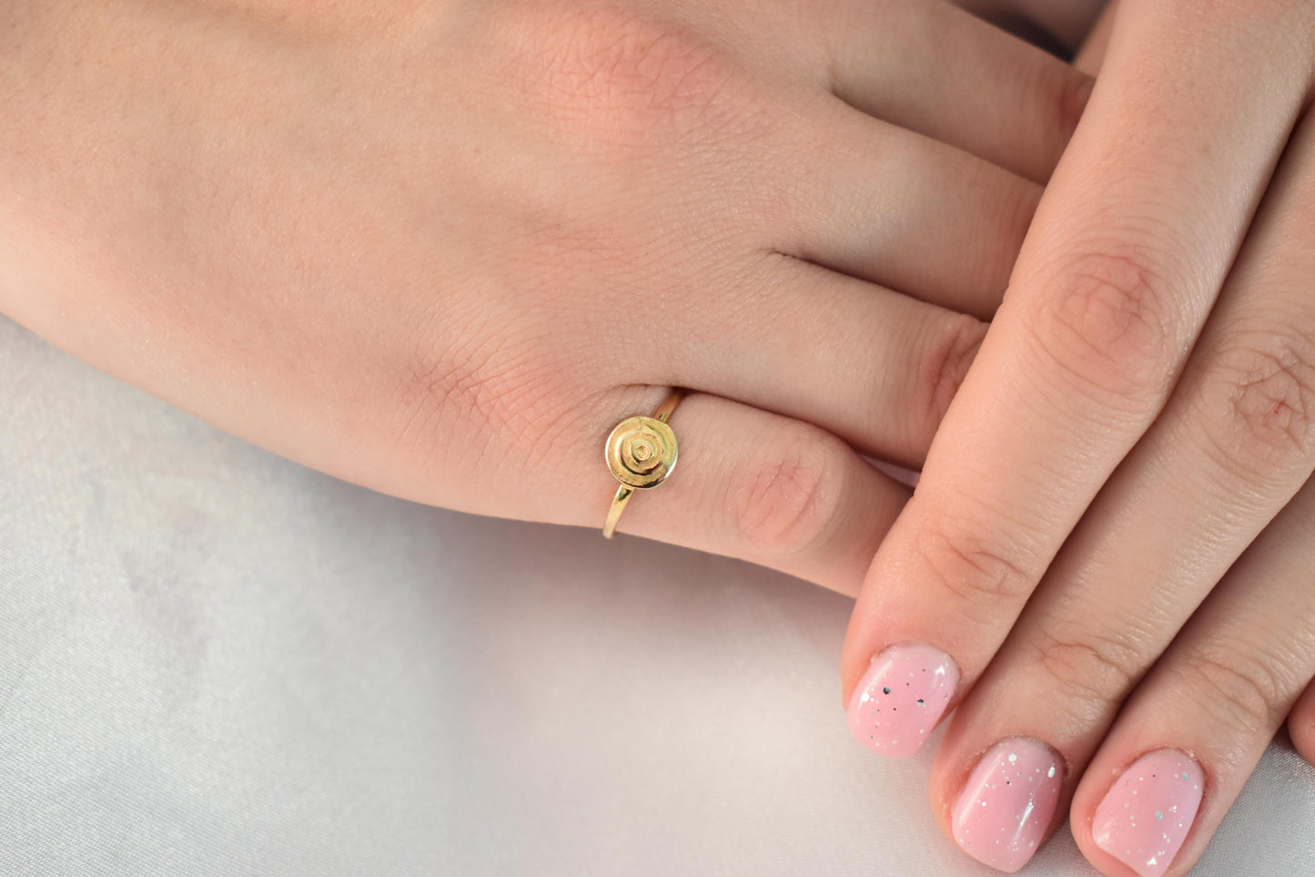 14K Solid Gold Spiral Ring,Ancient Greece Design Ring,Spiral Gold Ring,Stackable Jewellery Ring,Gold Band,14K Wedding Stacking Ring for Her