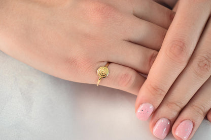 14K Solid Gold Spiral Ring,Ancient Greece Design Ring,Spiral Gold Ring,Stackable Jewellery Ring,Gold Band,14K Wedding Stacking Ring for Her