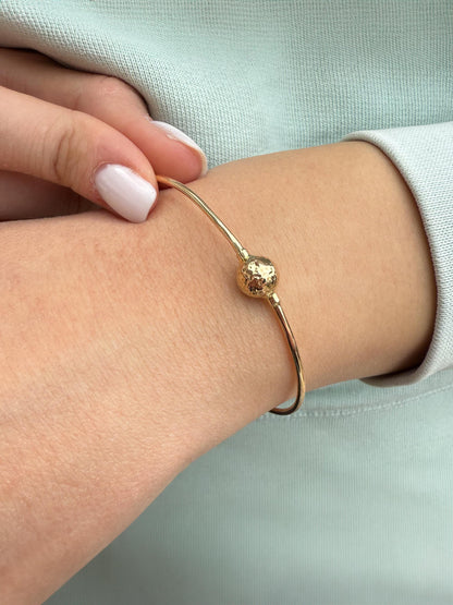 14k Gold Ball Torque Cuff Bangle Bracelet,Gold Round Adjustable Ball Bracelet,Ball Bead Bracelet,Genuine Bangle,Exclusive Gift for Her