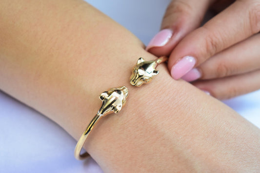 14K Gold Panther Bracelet with Diamonds, Solid Gold Cuff, Diamond Eye Bangle, Luxury Unisex Jewellery, Bold Gold Statement Gift,Gift for Her