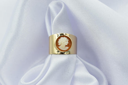 14K Gold Natural Cameo Handmade Ring,Handcrafted Cameo Ring,Vintage Exclusive Jewellery,Victoria Cameo Ring,Gift for Mom & Her
