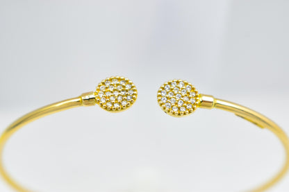 14K Solid Gold Open Bangle Bracelet Zircon or Diamond,Custom Fit Cuff Bracelet,Elegant Handmade Gold Jewellery,Gift for Her,Gift for Mom