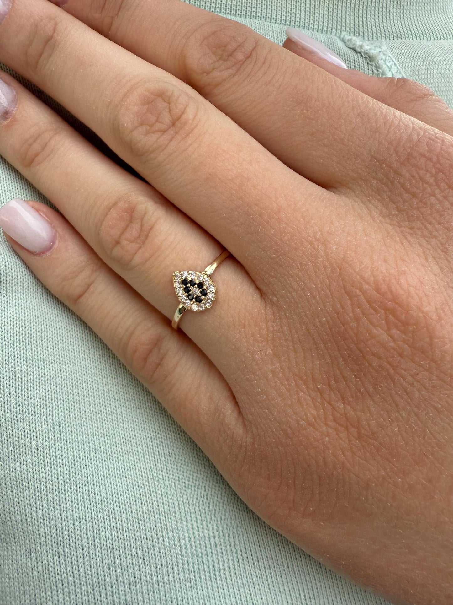 14K Gold Teardrop Ring,Pear Cut Zircon Ring,Bridal & Engagement Ring,Princess Inspired Ring,Gold Band,Classic Minimal Ring,Gift for Her