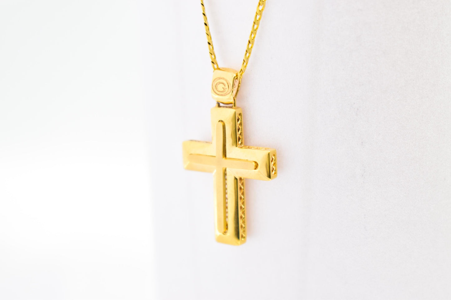 Ανδρικοί Σταυροί 14K Gold Cross Pendant for Men & Women – Solid Yellow Gold Religious Necklace, Minimalist Christian Gift
