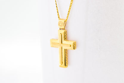 Ανδρικοί Σταυροί 14K Gold Cross Pendant for Men & Women – Solid Yellow Gold Religious Necklace, Minimalist Christian Gift