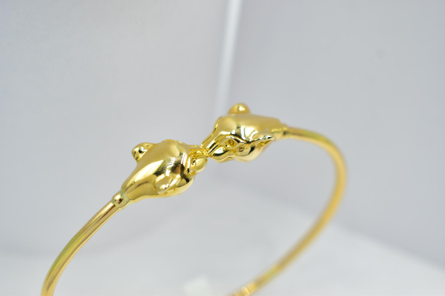 14K Gold Panther Bracelet, Solid Gold Bangle, Panther Head Cuff, Unisex Gold Bracelet, Statement Jewelry, Luxury Gift for Him or Her