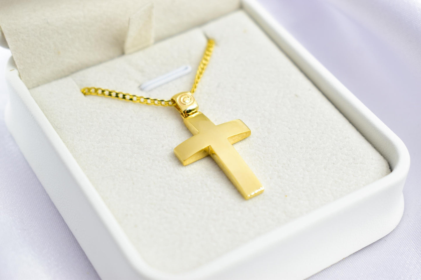Ανδρικοί Σταυροί 9K Solid Gold Cross Pendant – Reversible & Pierced Back – 14K Gold Chain Option – Polished Front – Christian Jewellery for Men or Women